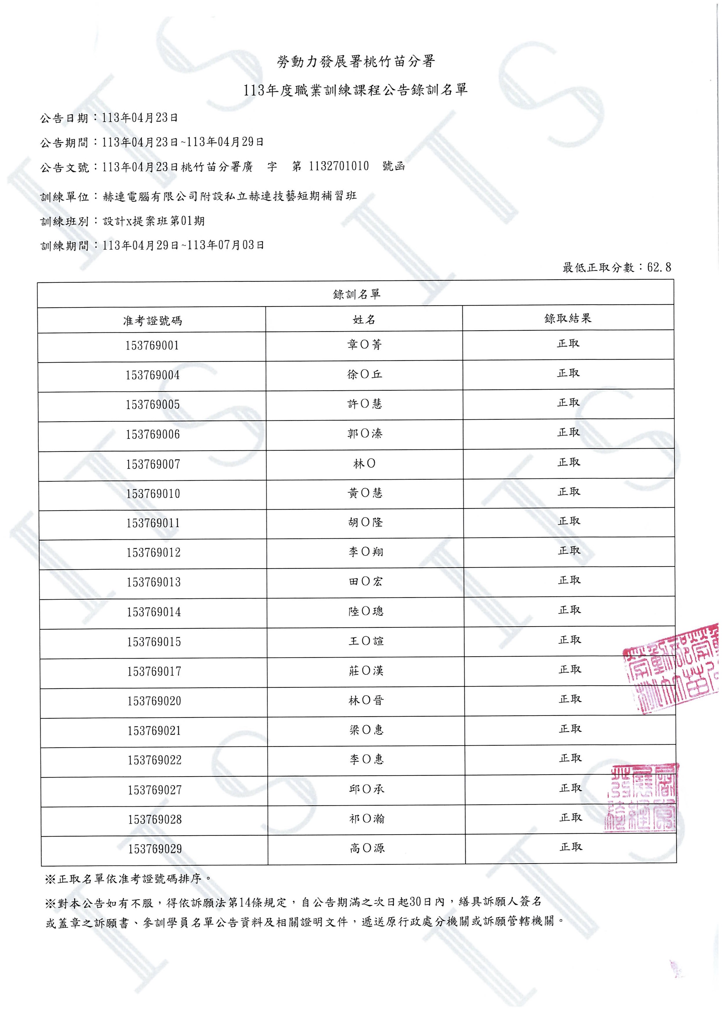 設計x提案班-錄取名單