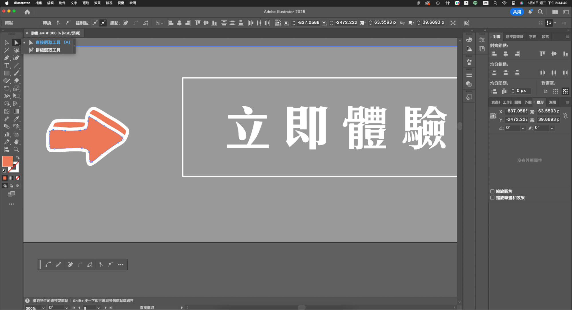 直接選取工具